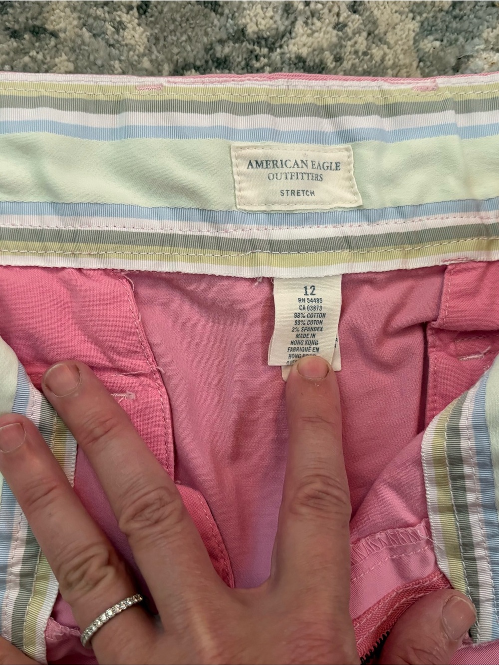 American Eagle Outfitters Light Pink Capri Pants with Button Tab Waist - Picture 2 of 5
